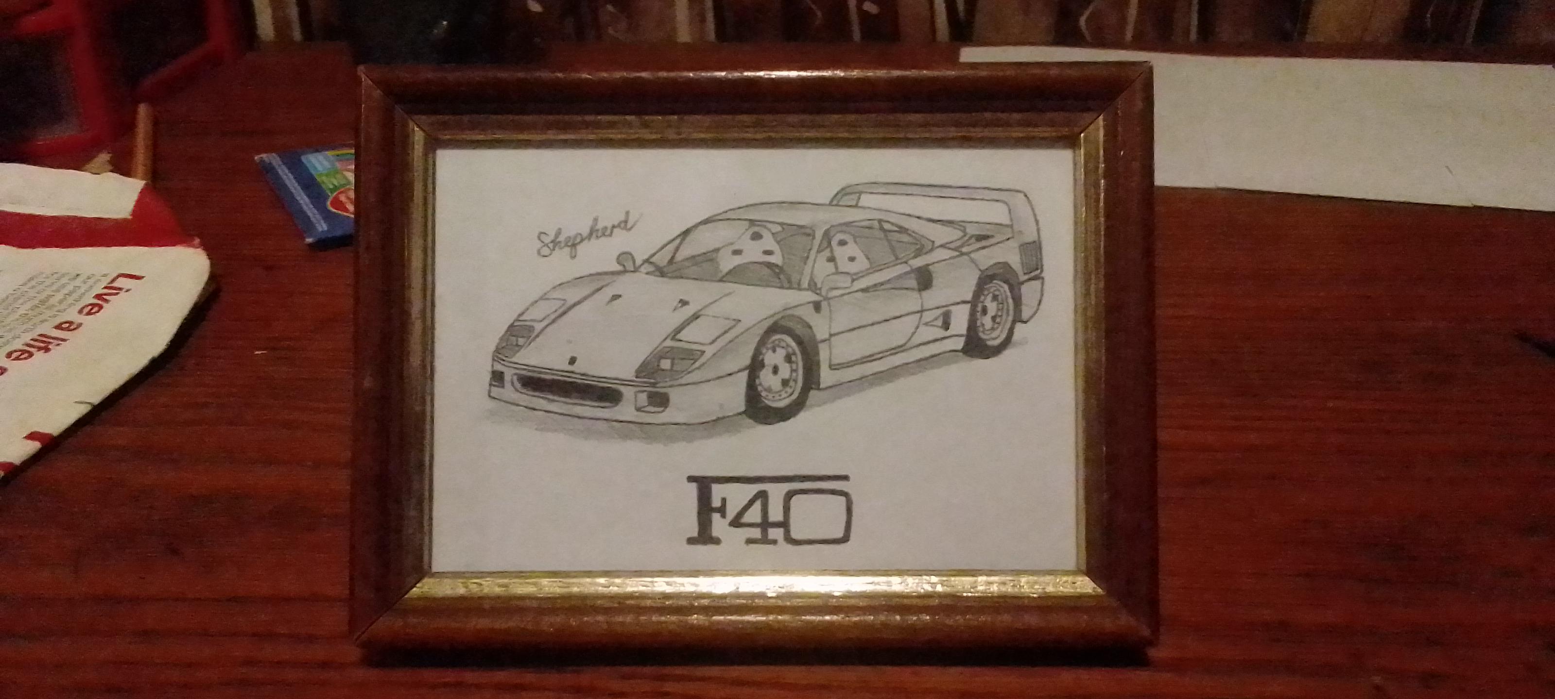 Here is a ferrari f40 drawing i did which i plan to sell at a flee