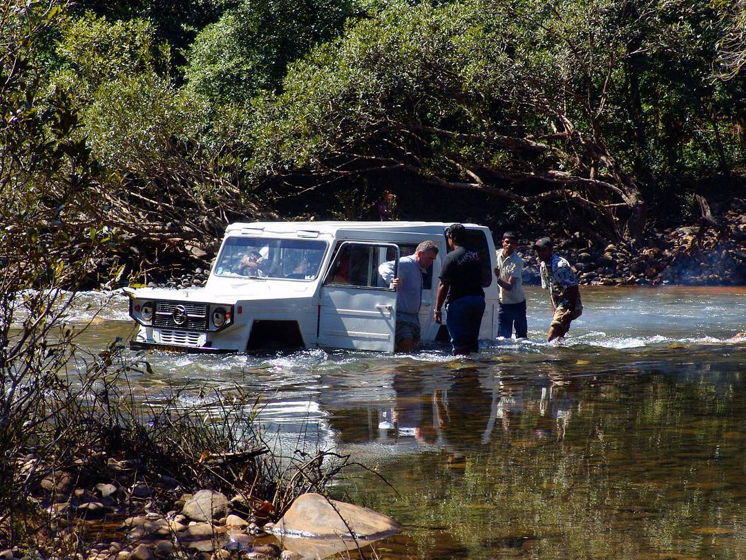 Jungle Safari Stucked In The River On The Way To The