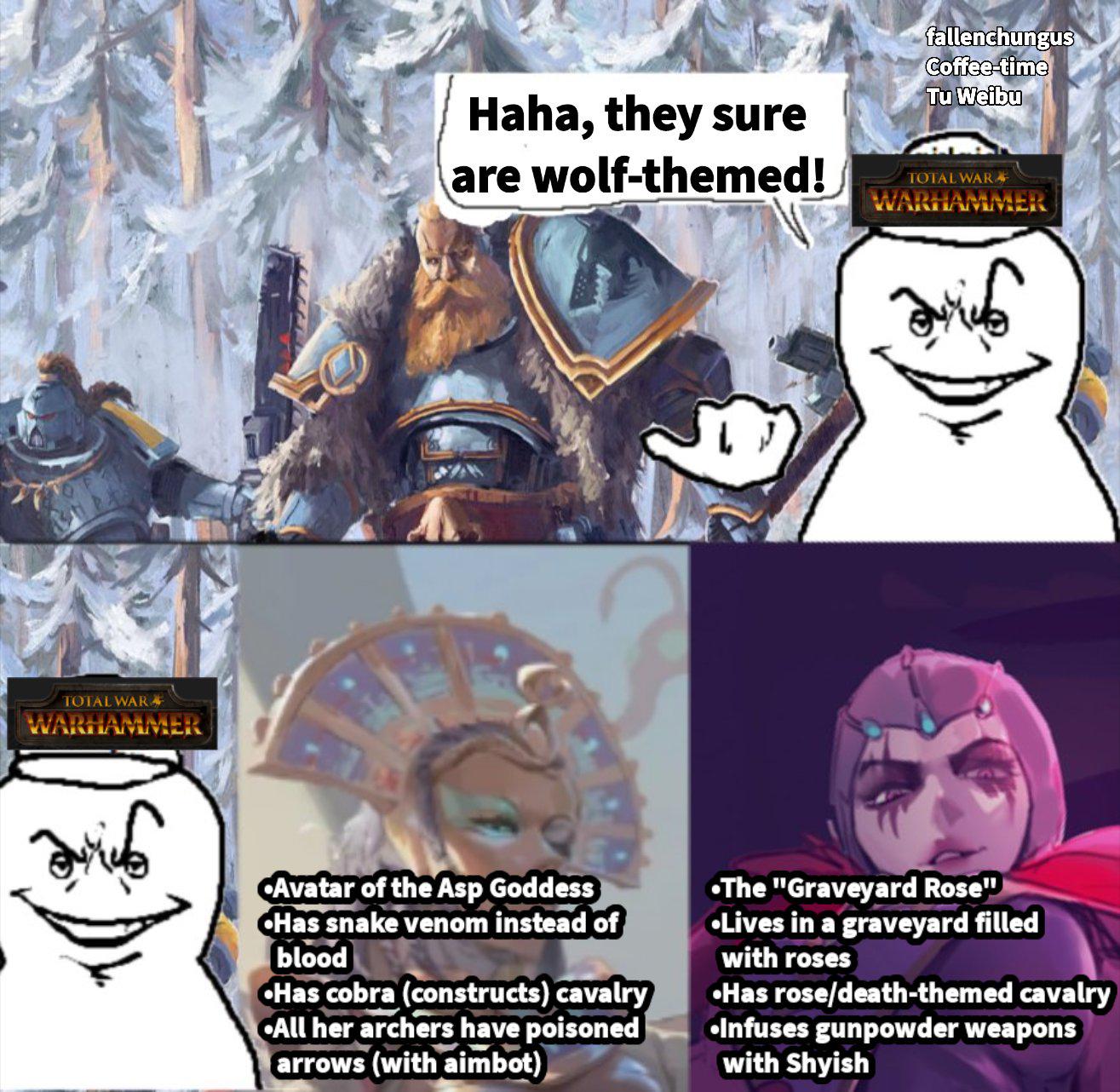I have no highground to joke about the space wolves wolves, so I apologies  for when I probably have : rGrimdank