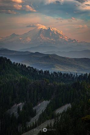 Mt. Rainier at sunset, WA,USA [1366×2048][OC]