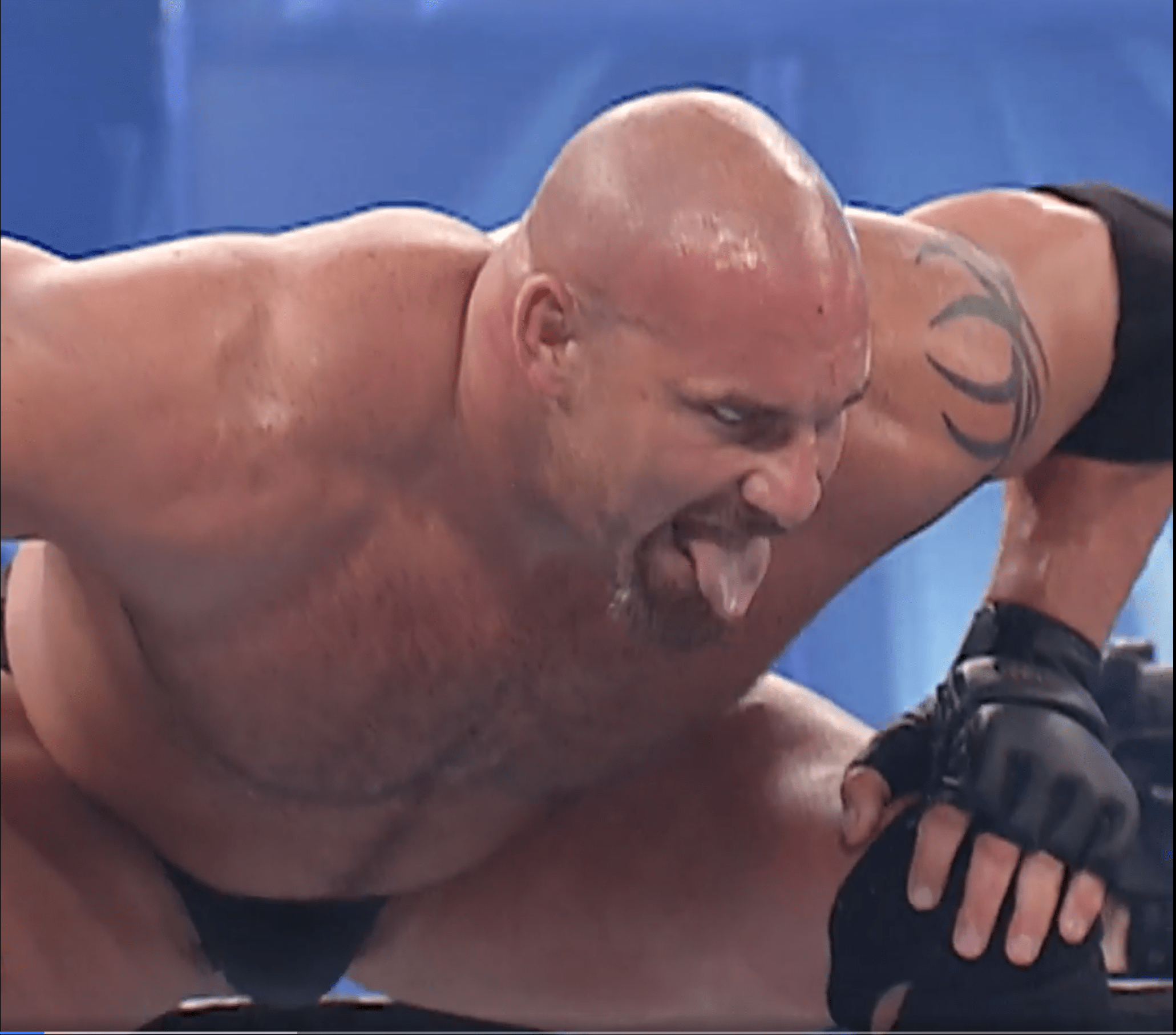 Bill Goldberg and his signature crotch - I mean crouch! :  rWrestleWithThePackage