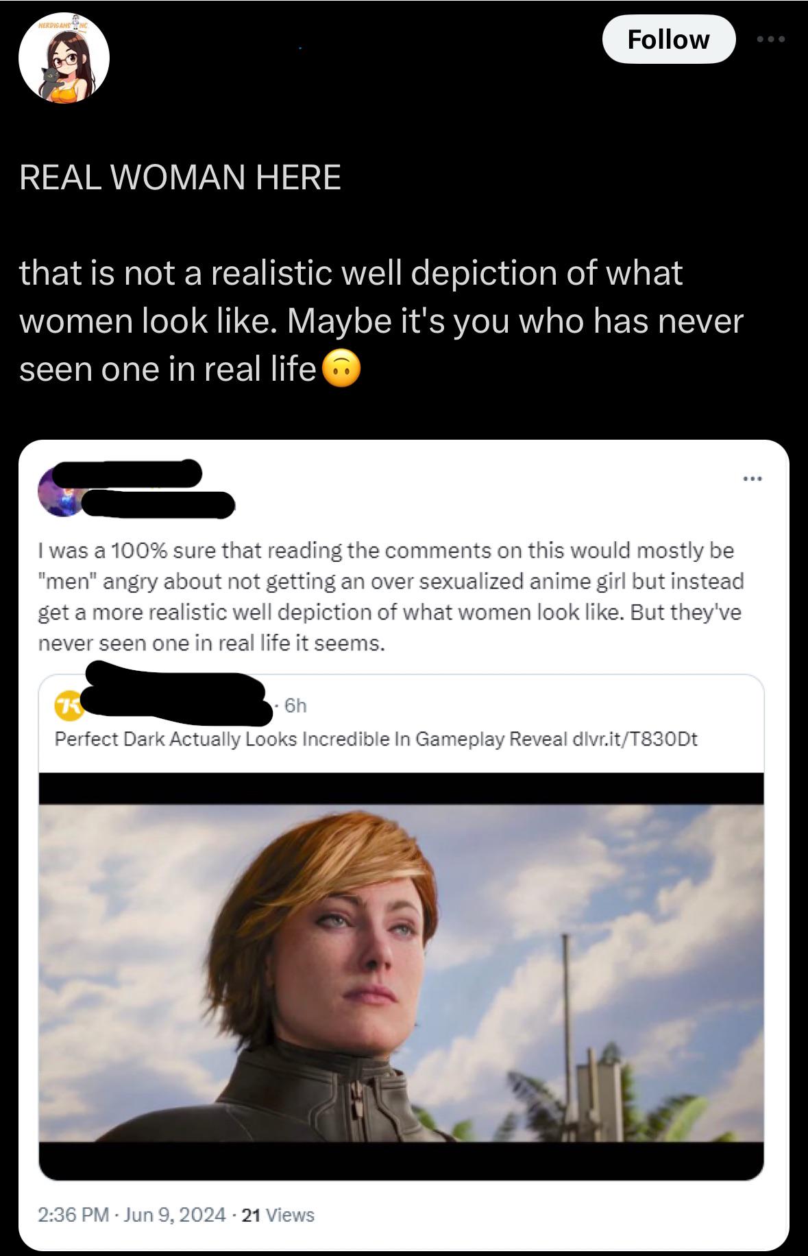 Me is spokesperson of all women and I say that not real!!1! :  rGamingcirclejerk