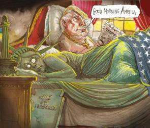 «Good Morning America» Political cartoon of Trump’s victory in the U.S. presidential election, 2016