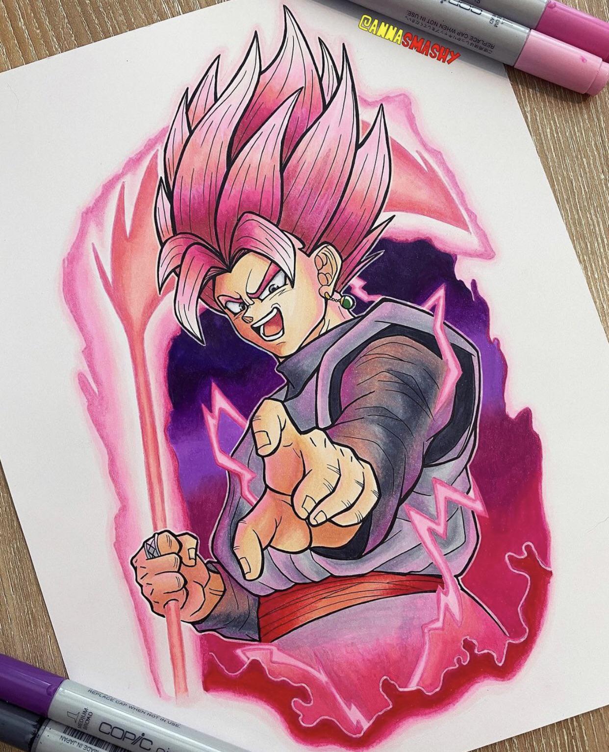 One Of My Recent Goku Rose Tattoo Designs For A Friend Of Mine! Yeah, I Love Pink Too 😂🤭 Hope Y'all Like! Done Using Copics. : R/Dbz 1534_x_1242_jpg
