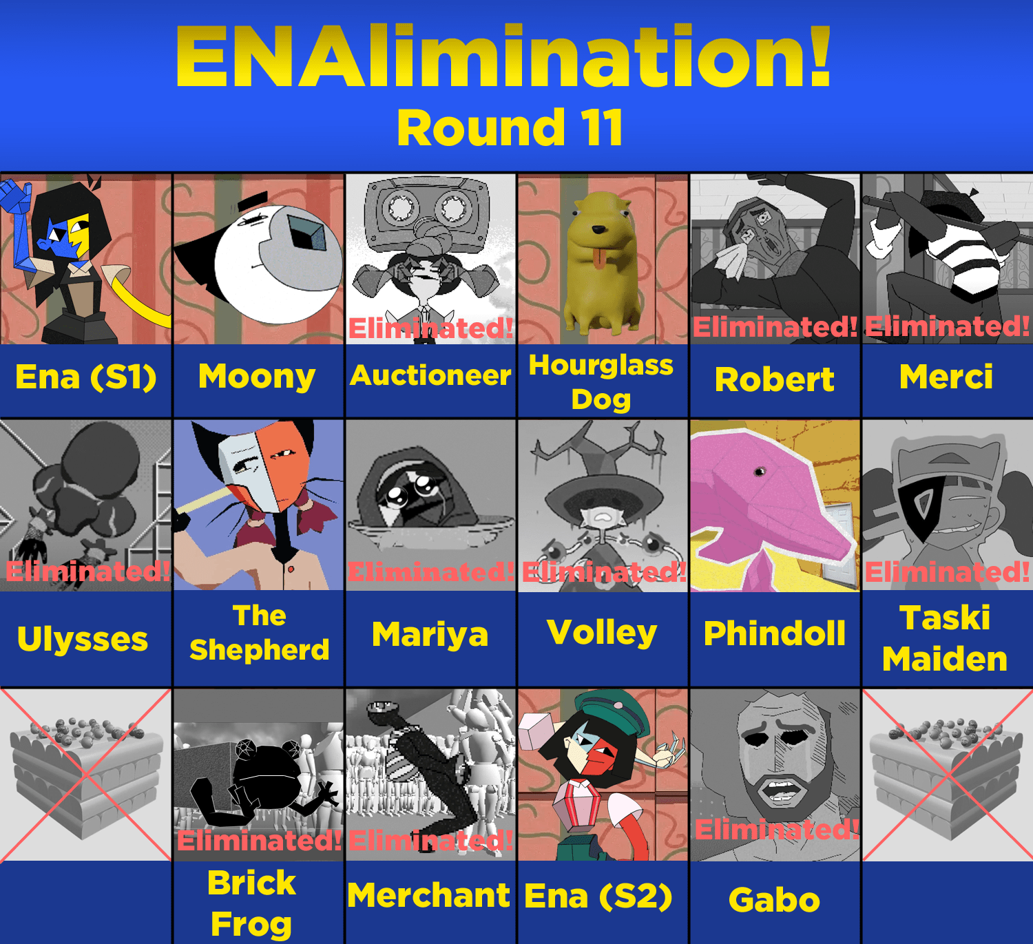 ENAlimination, round 11! Au revoir, MERCI! Vote for a new character to be  eliminated using the comments. The character with the most votes after 24  hours will be eliminated! : r/ENA