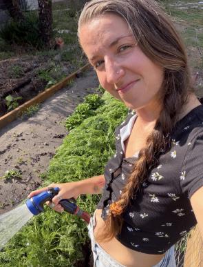 Crop tops + gardening = happy me