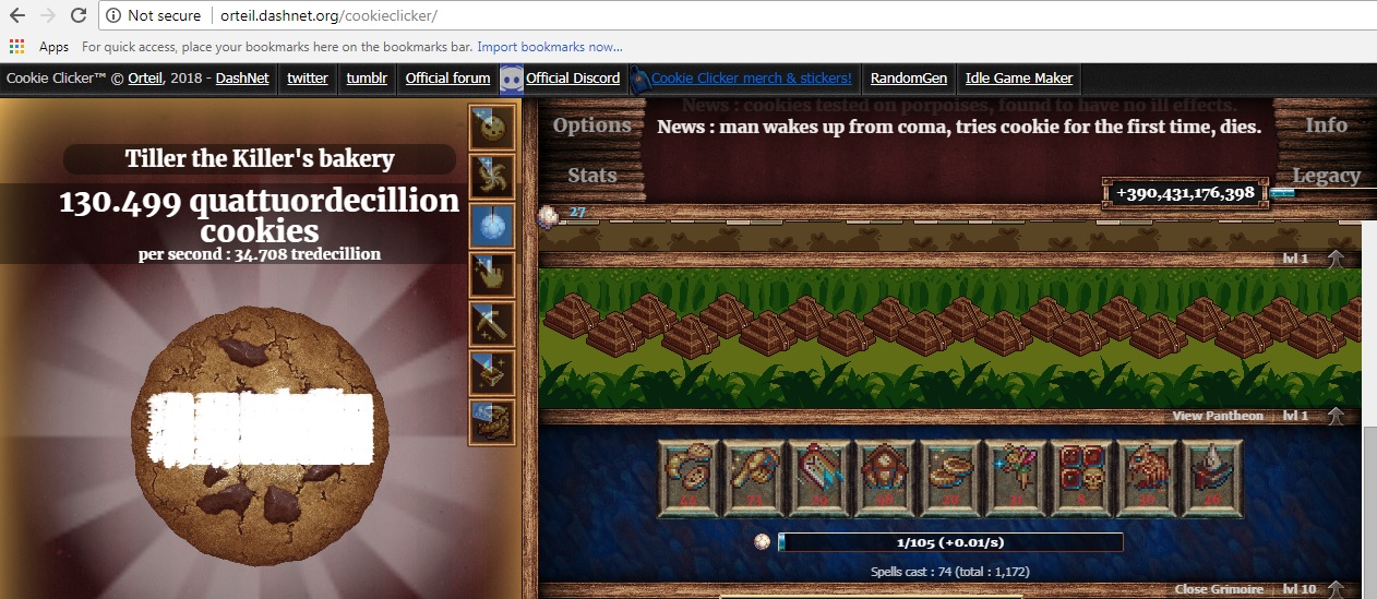 Cookie Clicker Discuss Scratch I cant it says the steam cookie clicker version is different than browser. Cookie Clicker Discuss Scratch The user initially clicks on a big cookie on the screen earning a single cookie per click.