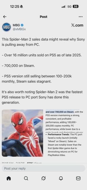 So…apparently this is the latest sales data for Spider-Man 2