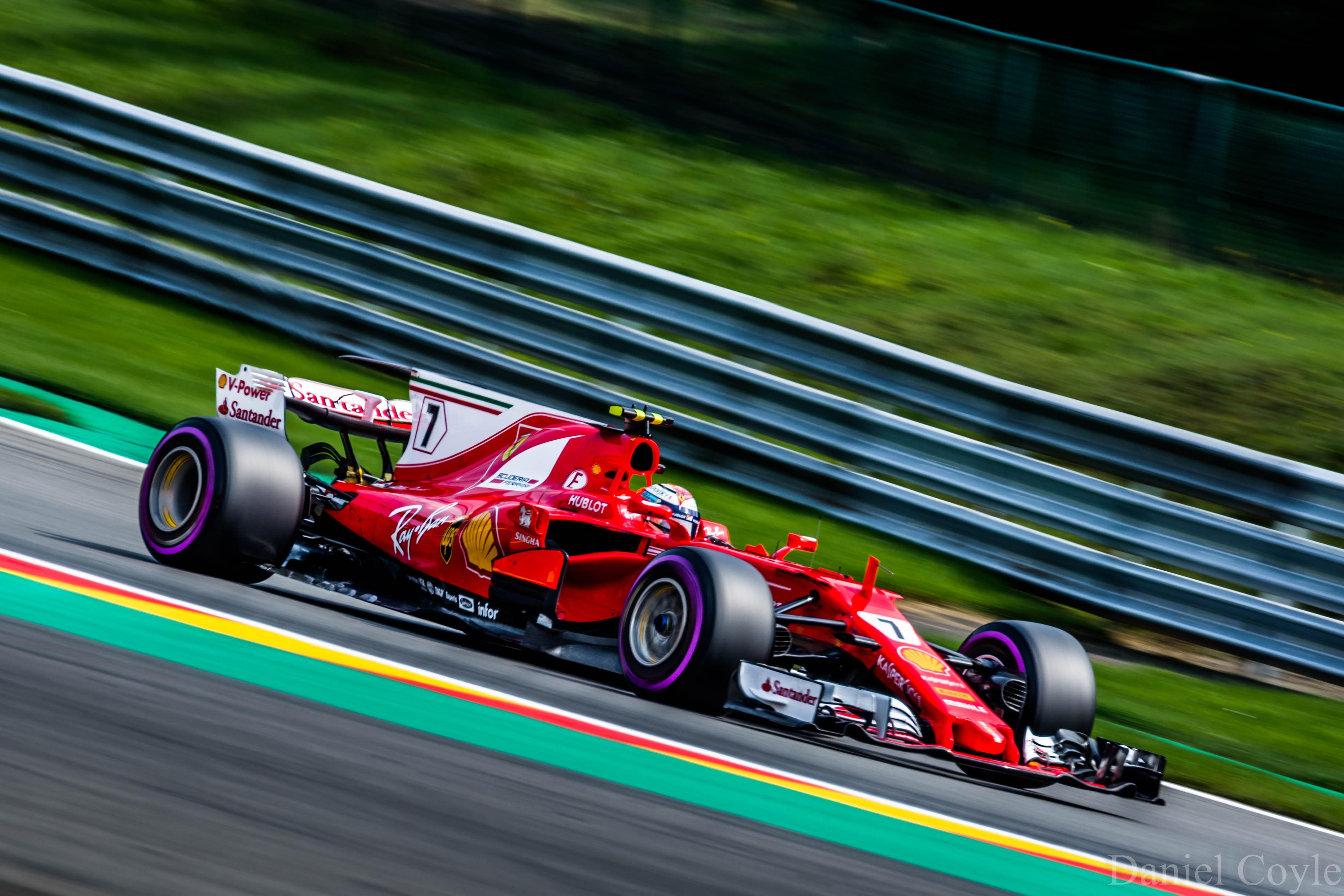 Kimi Raikkonen At Pouhon During Qualifying For The Belgian