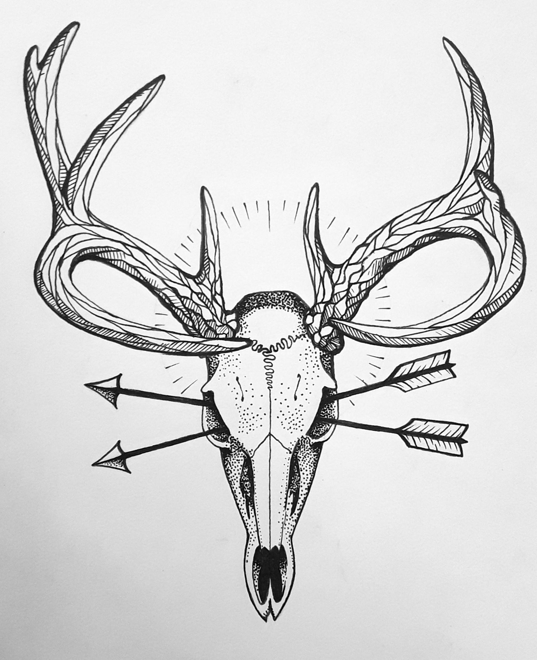Deer Skull Tattoo Design: U_Emre_4_Life 2208_x_1798_jpg