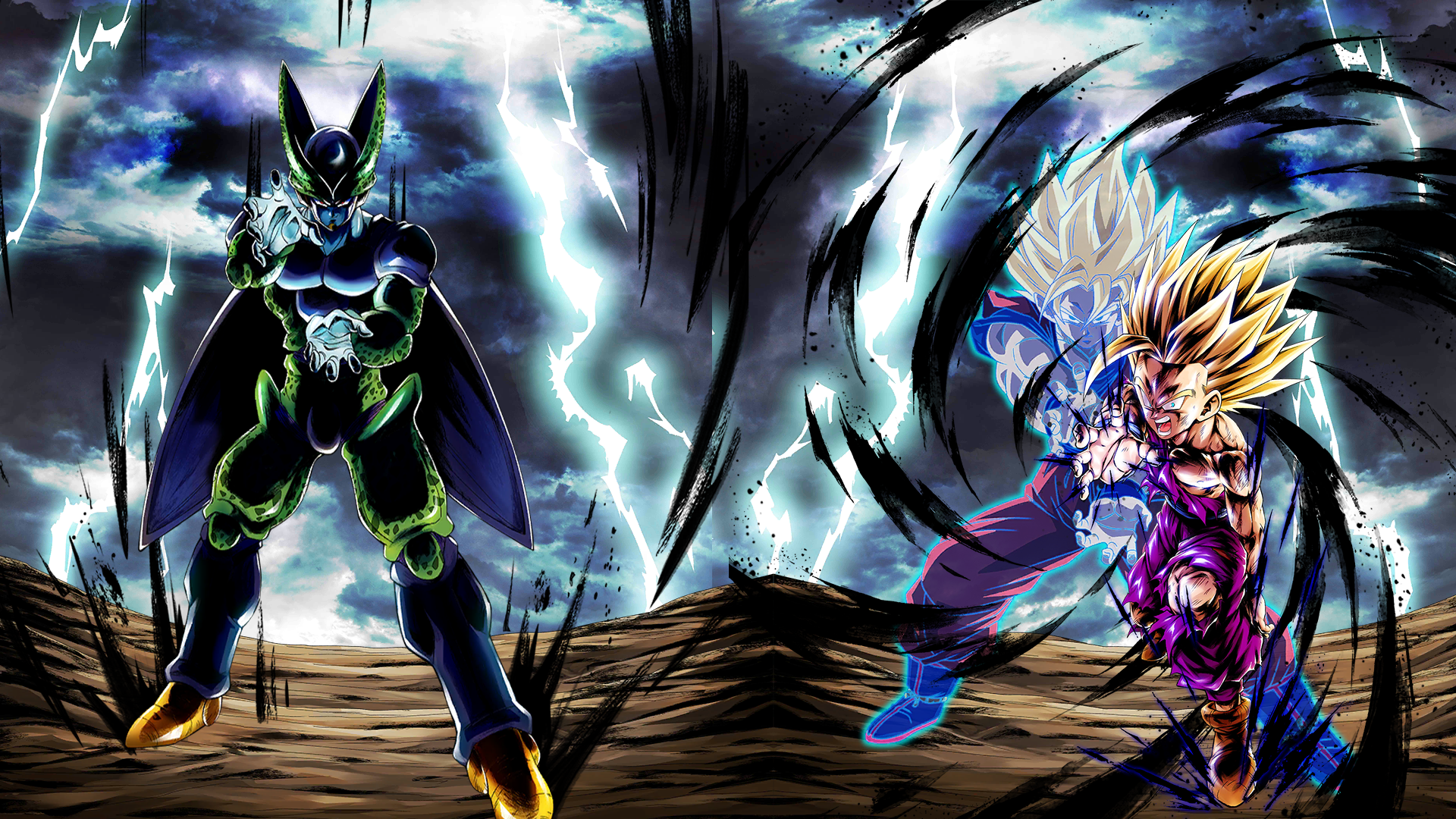 dragon ball legends cell vs gohan wallpaper that i made on gohan vs cell wallpaper