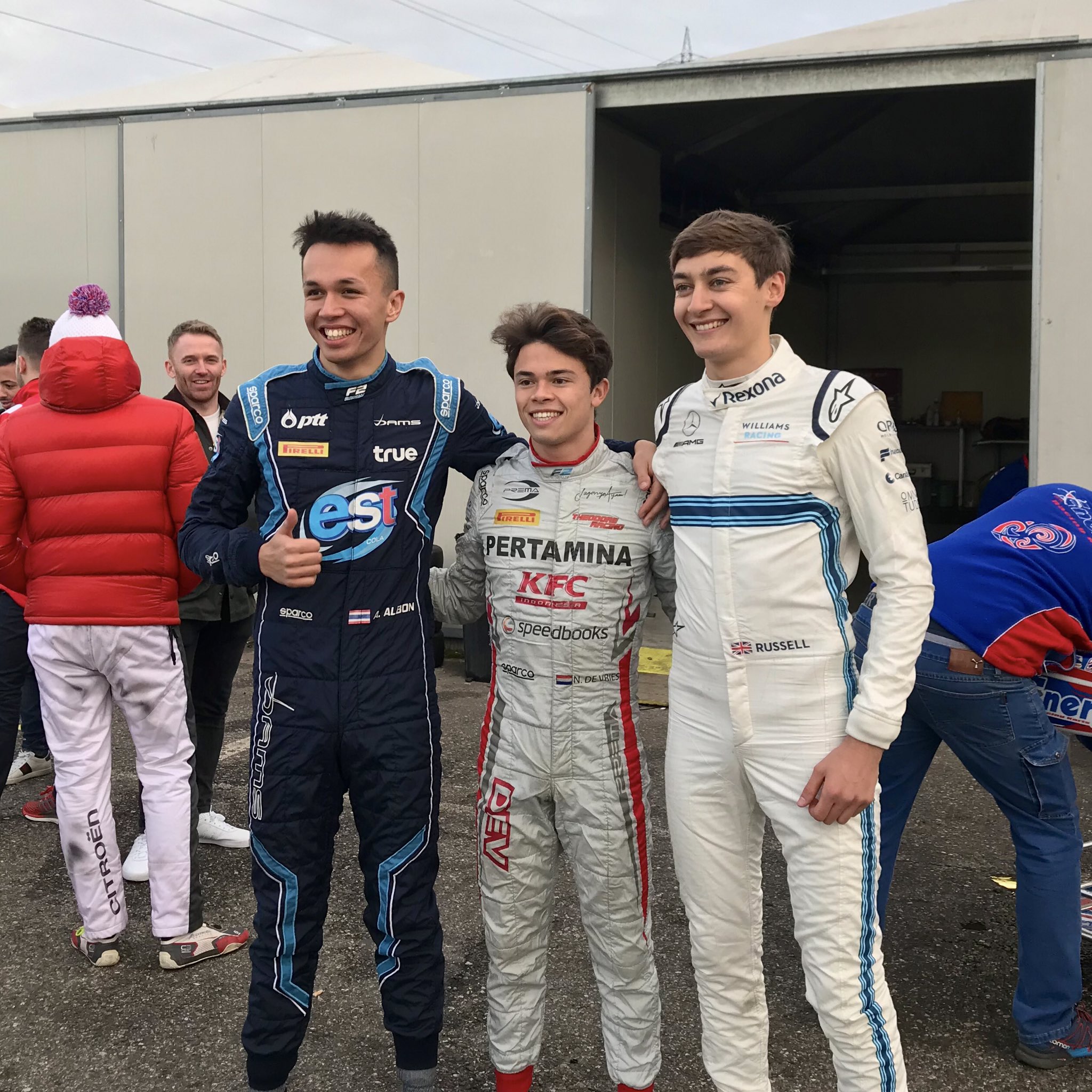 Alex Albon Nyck De Vries And George Russell Karting In