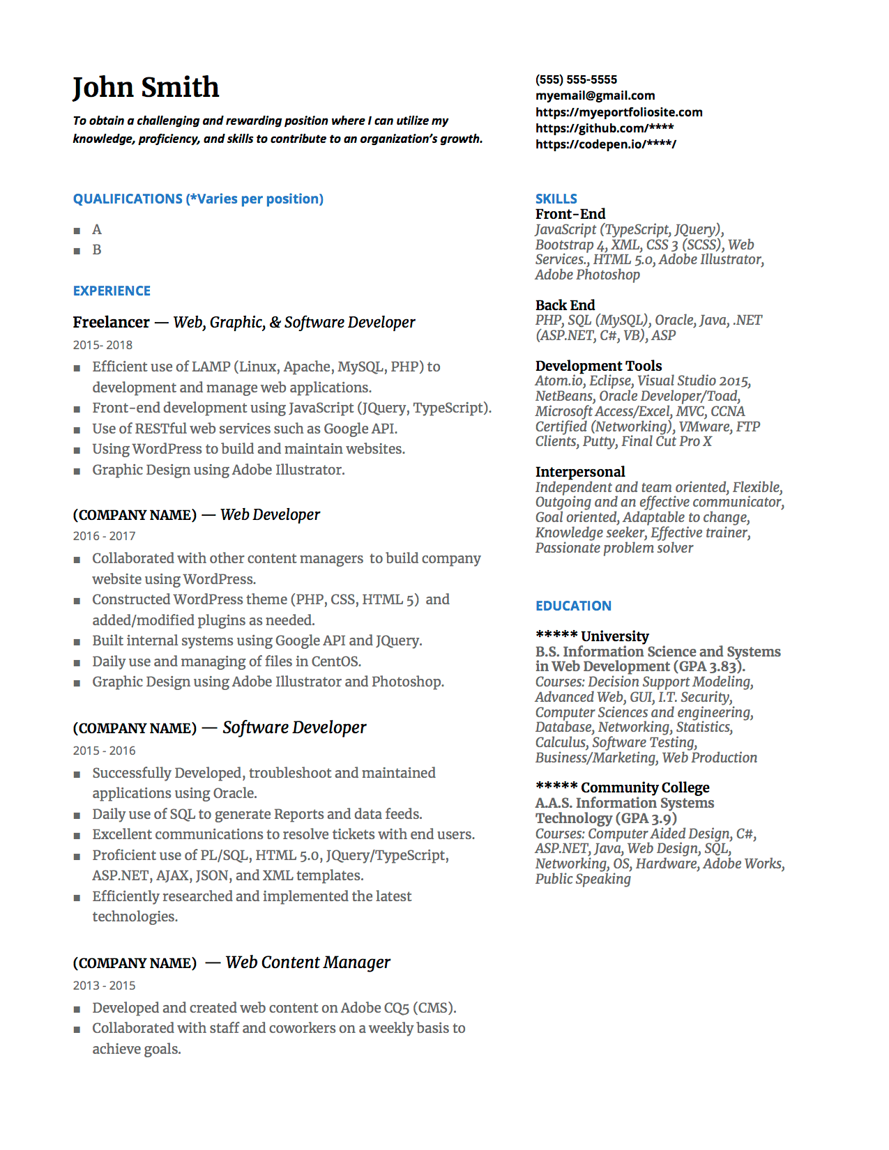 Resume Templates Reddit