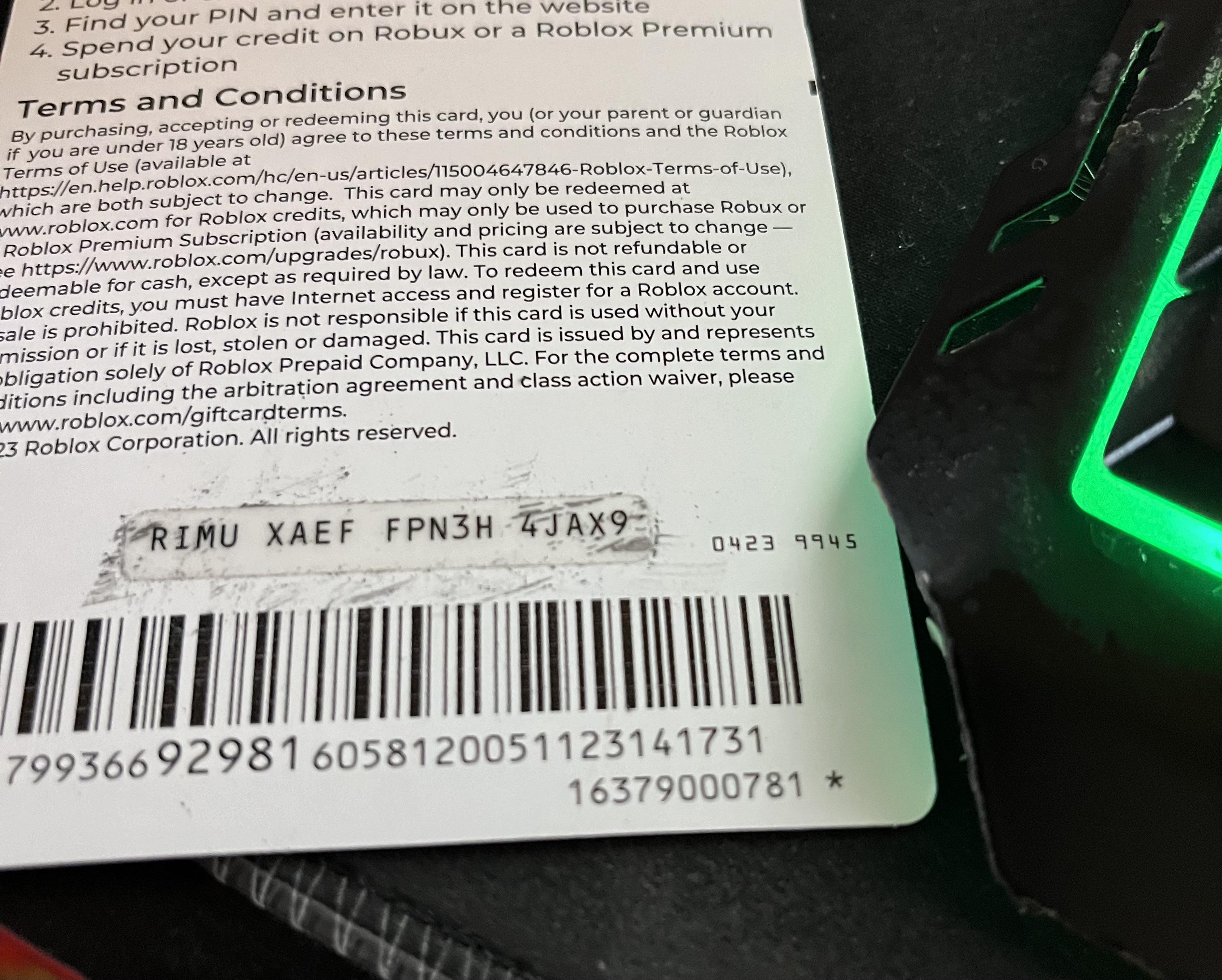 I Was Getting My Roblox Gift Card Done When I Noticed Part Of The Code 