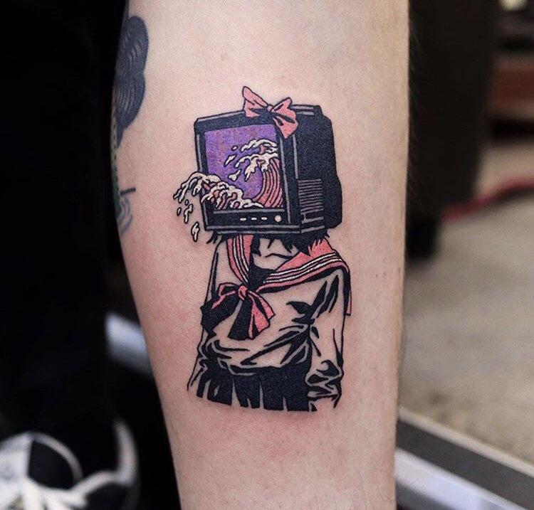 This Tattoo Is Giving Off Some Serious Vaporwave Vibes : R/Vaporwaveaesthetics 717_x_750_jpg