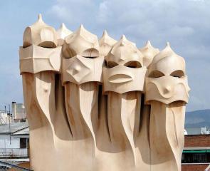 Modernist chimneys on the Casa Milà (Barcelona, Spain), by Antoni Gaudí. (1906)