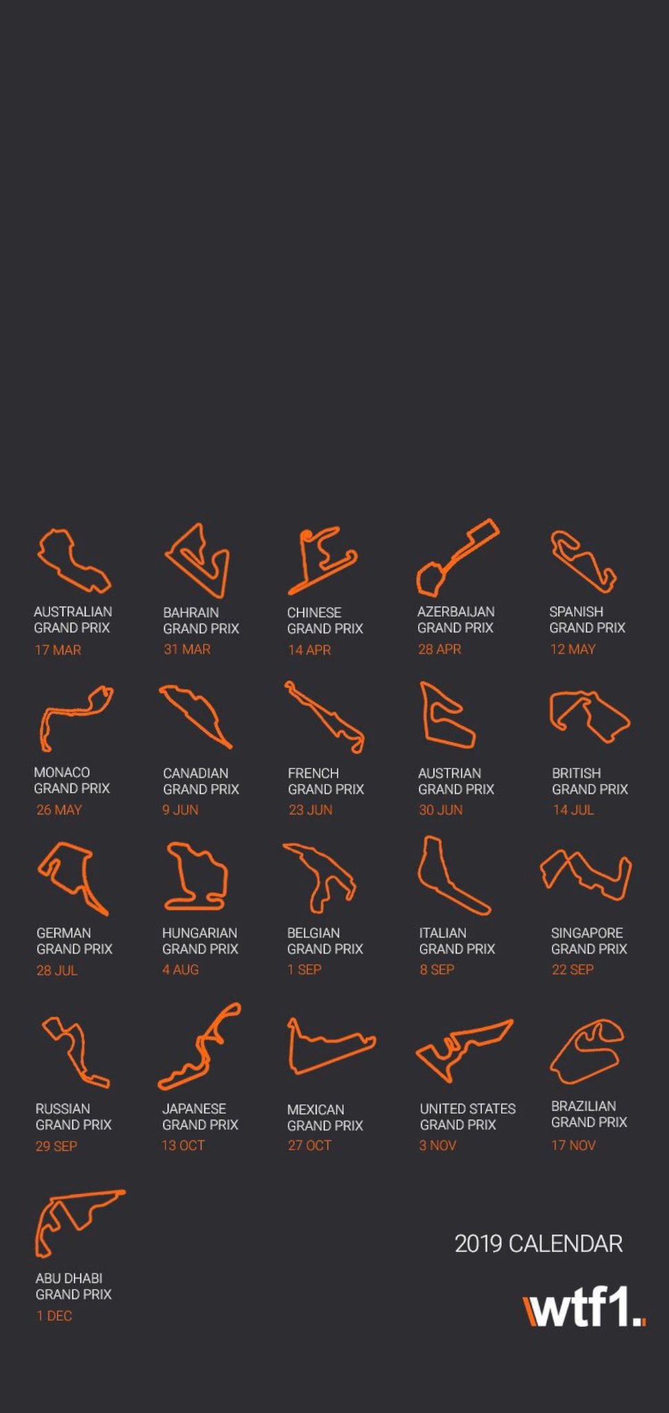 Wtf1 2019 Calendar Wallpaper For Phone Formula1