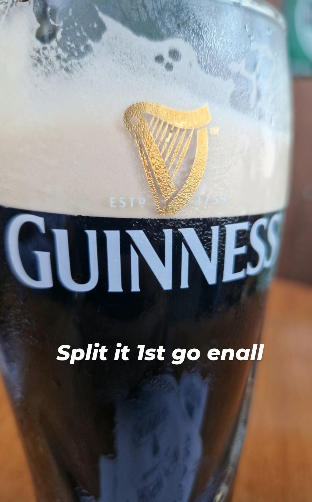 Guinness: is it split the G , split the harp and Guinness or the top line  of the small letters? : rireland