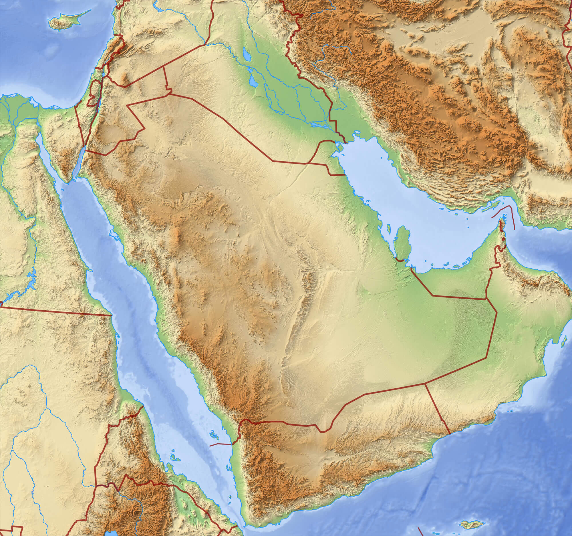 Arabian Peninsula Blank Map 