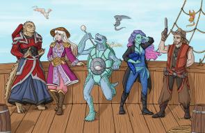 [OC] [ART] The Indignant Wind (plus five felim!) – D&D Party – by Catilus