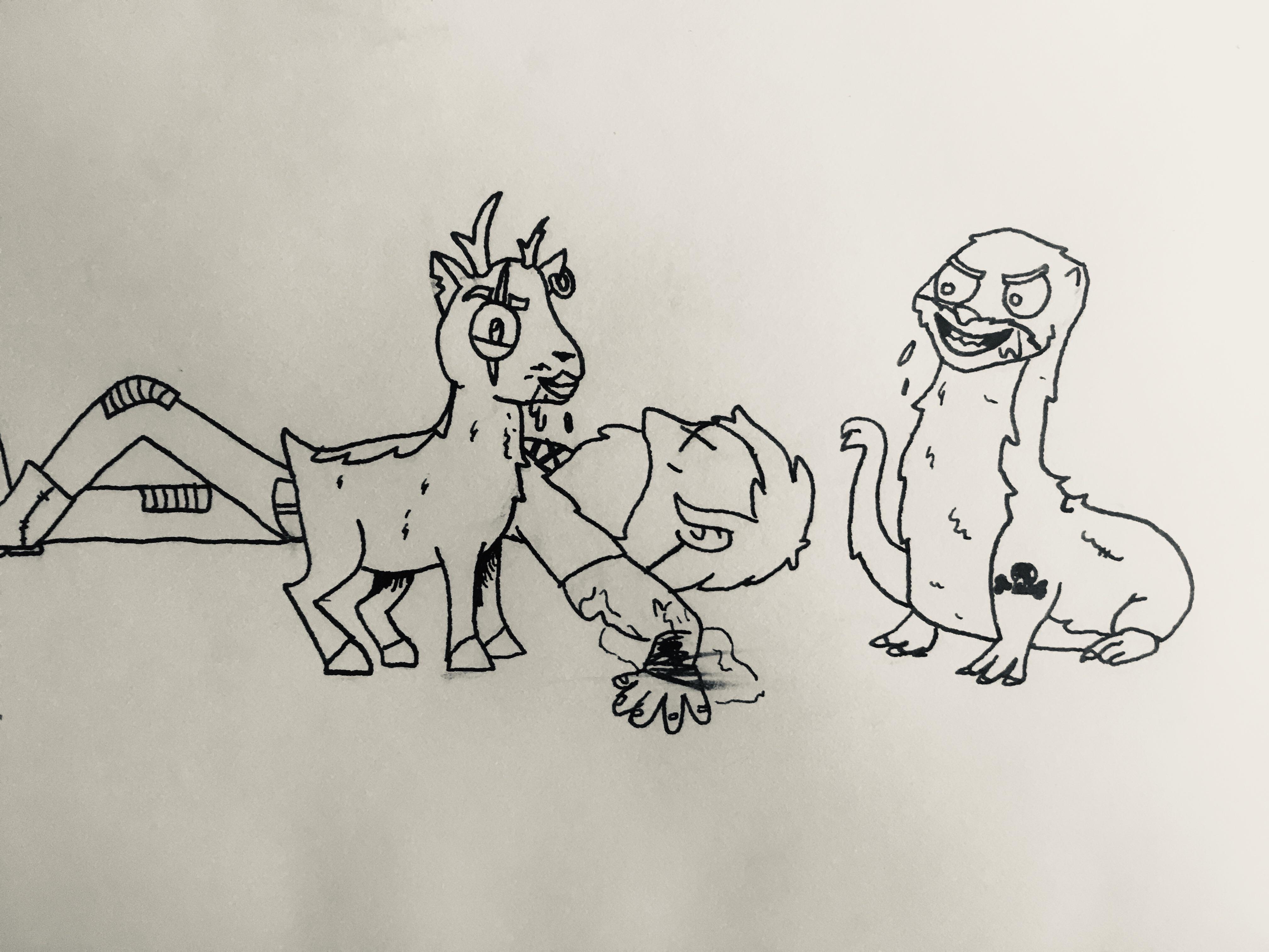 Normally I Draw Scary Creatures Into Cute Creatures Now This Is The Opposite Scary Shinehorn And Otter R Ark