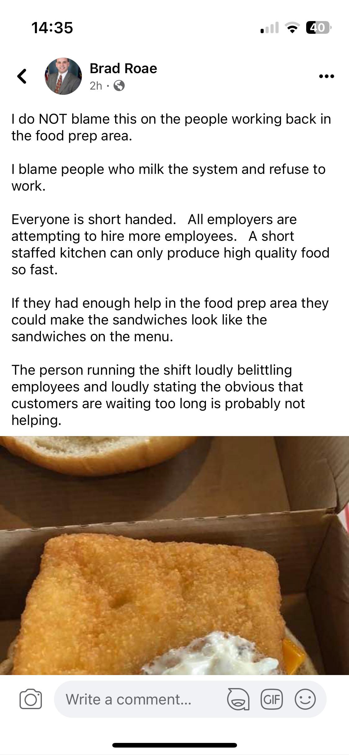 PA Rep Brad Roae blaming “System Milkers” on his poorly prepared Filet-O- Fish : rPennsylvania