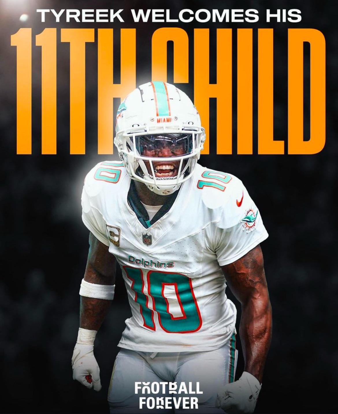 Tyreek Hill has had more children this year (5) than touchdowns (4) :  rNFLv2