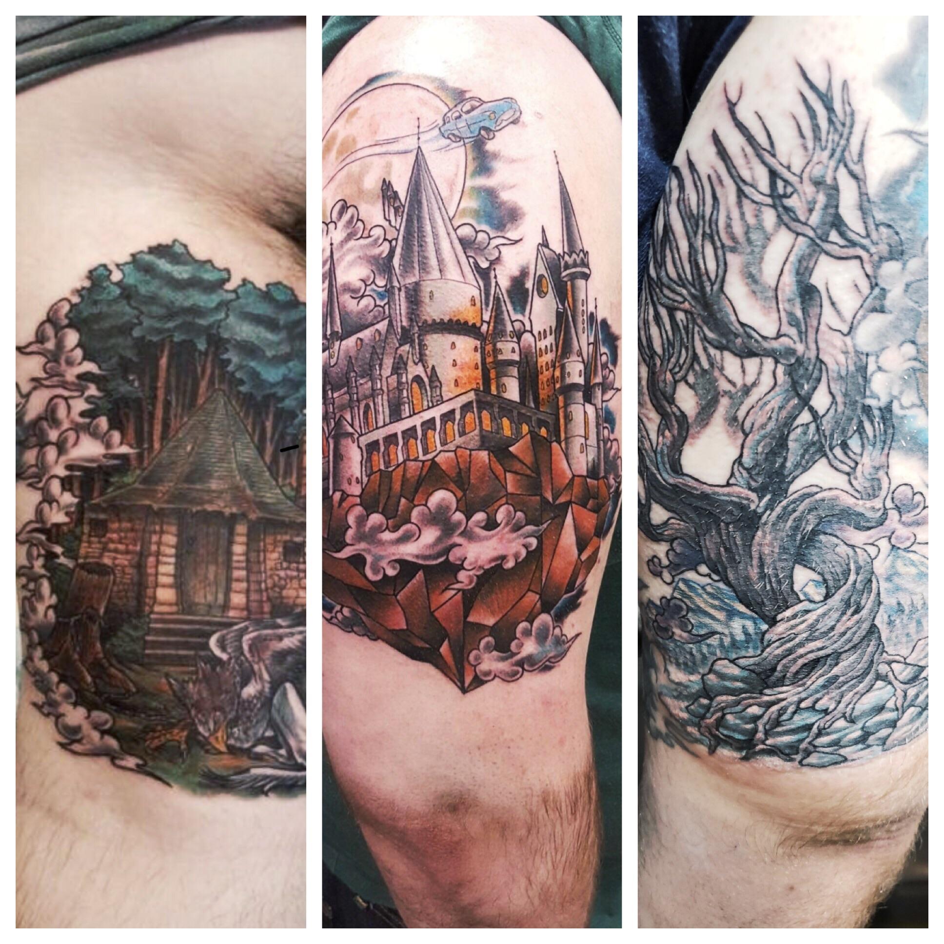 Who Is Feeling Magical For A Harry Potter Half Sleeve By Delvirus At Body Art And Soul In Brooklyn Tattoos