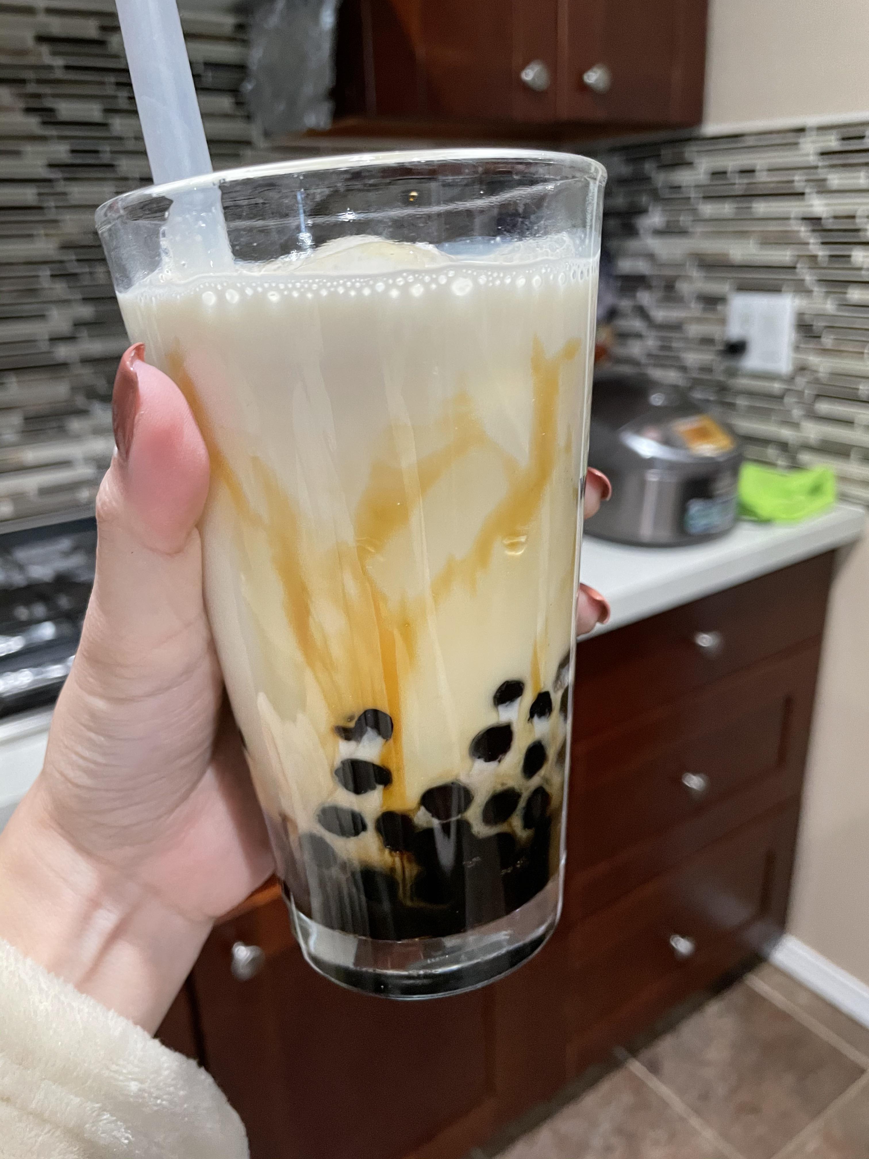 Brown Sugar Milk Bubble Tea . First Attempt Making Brown Sugar Milk And Boba At Home Boba