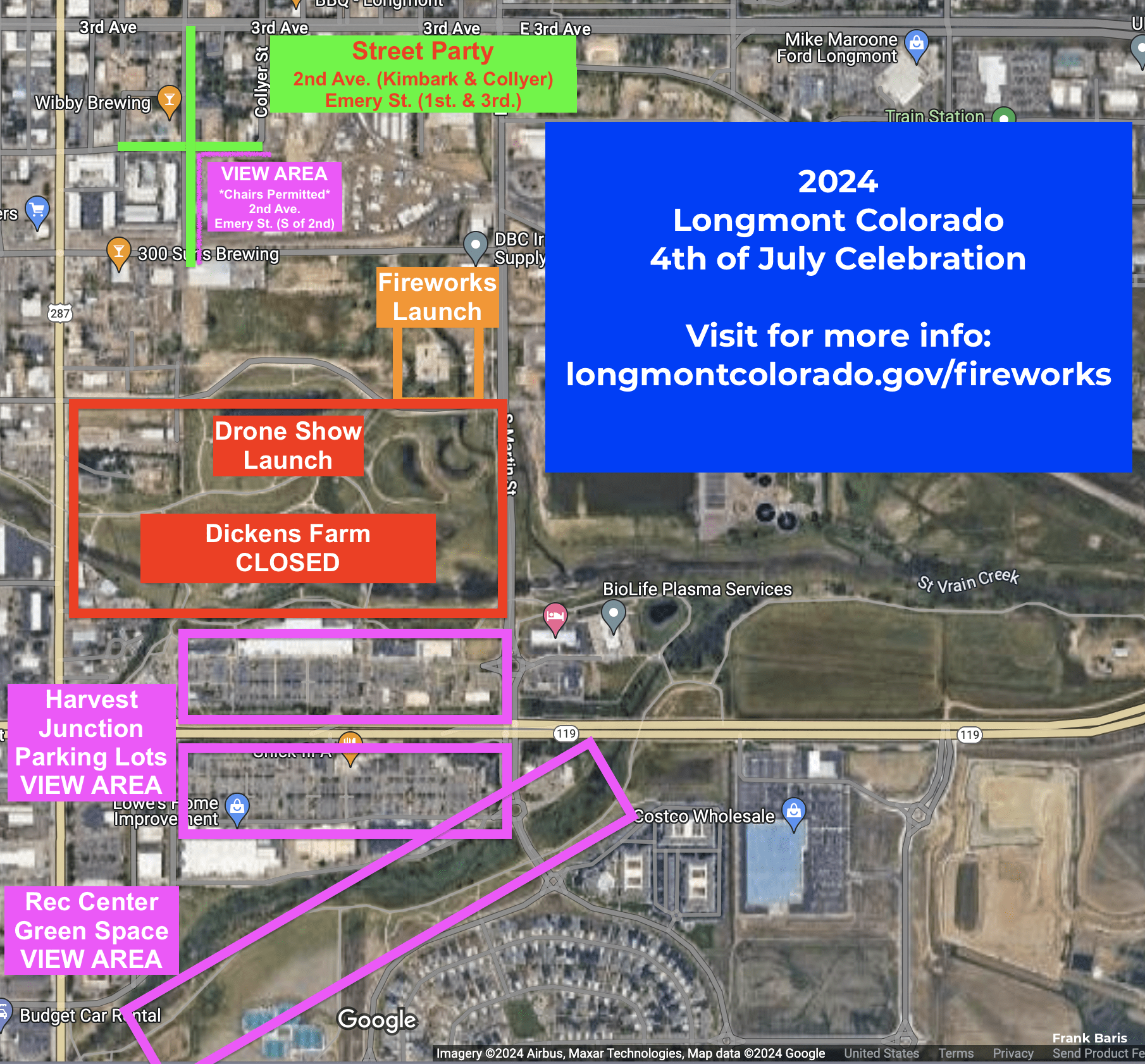 Unofficial MAP -- 2024 Longmont 4th of July Celebration : rLongmont