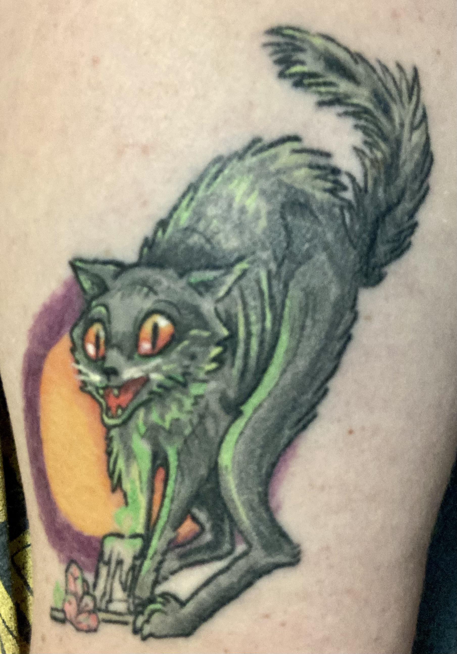 Halloween Cat! Done By Moxxifoxxy At Popantics, Kentwood Michigan : R/ Tattoos 2587_x_1809_jpg