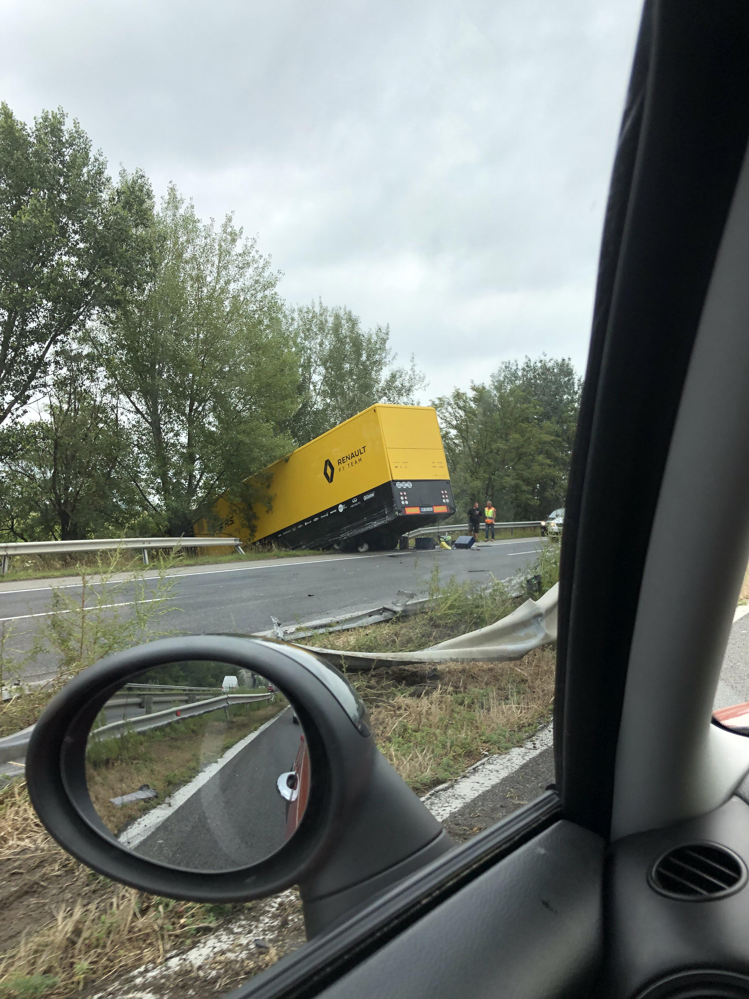 Renault F1 Truck Crashed On The Highway In Hungary Formula1