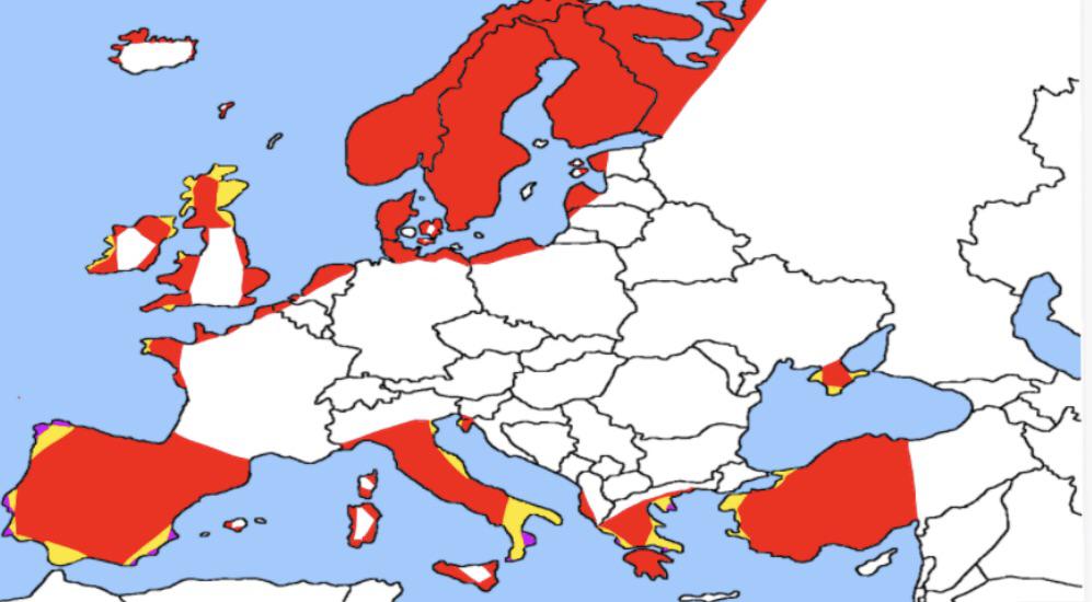 Peninsulas Of Europe Map 