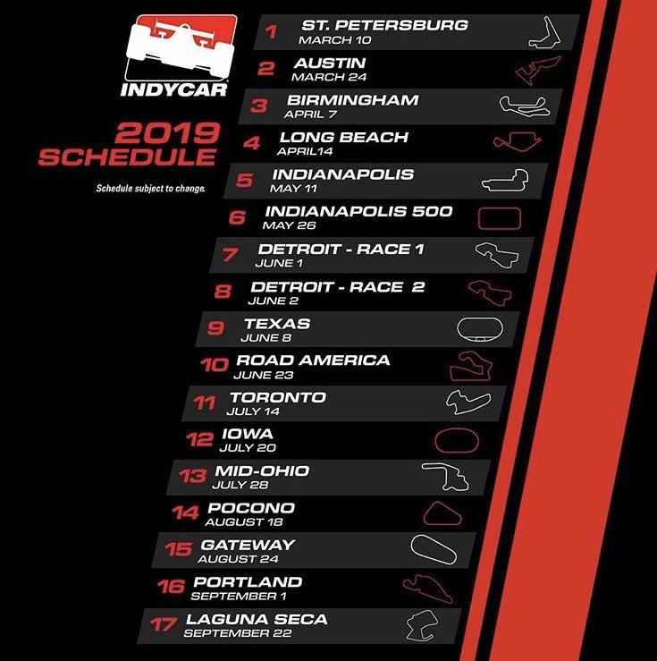 2019 Indycar Schedule Indycar