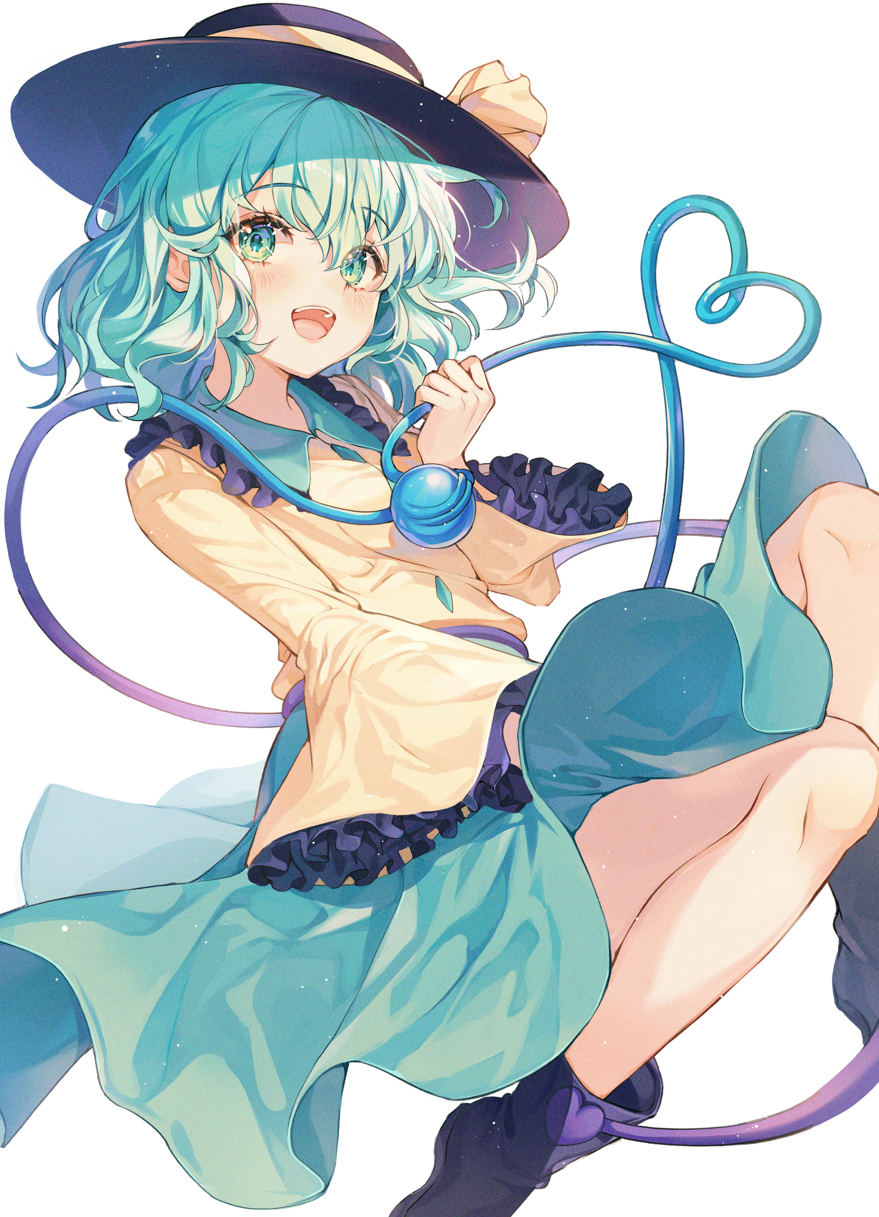 The video game character koishi komeiji is a child with to shoulders length green hair and green eyes. Koishi Komeiji Touhou Project R Awwnime