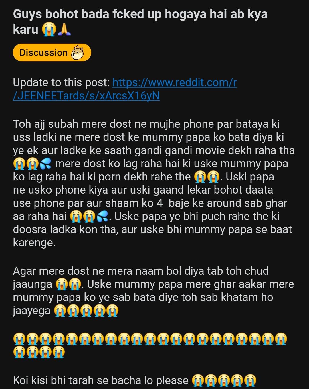 Guys bohot bada fcked up hogaya hai ab kya karu : rJEENEETards