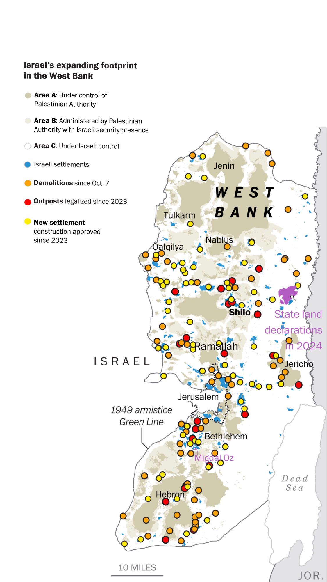Israels expanding footprint in the West Bank : rMapPorn