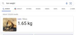Lion weight