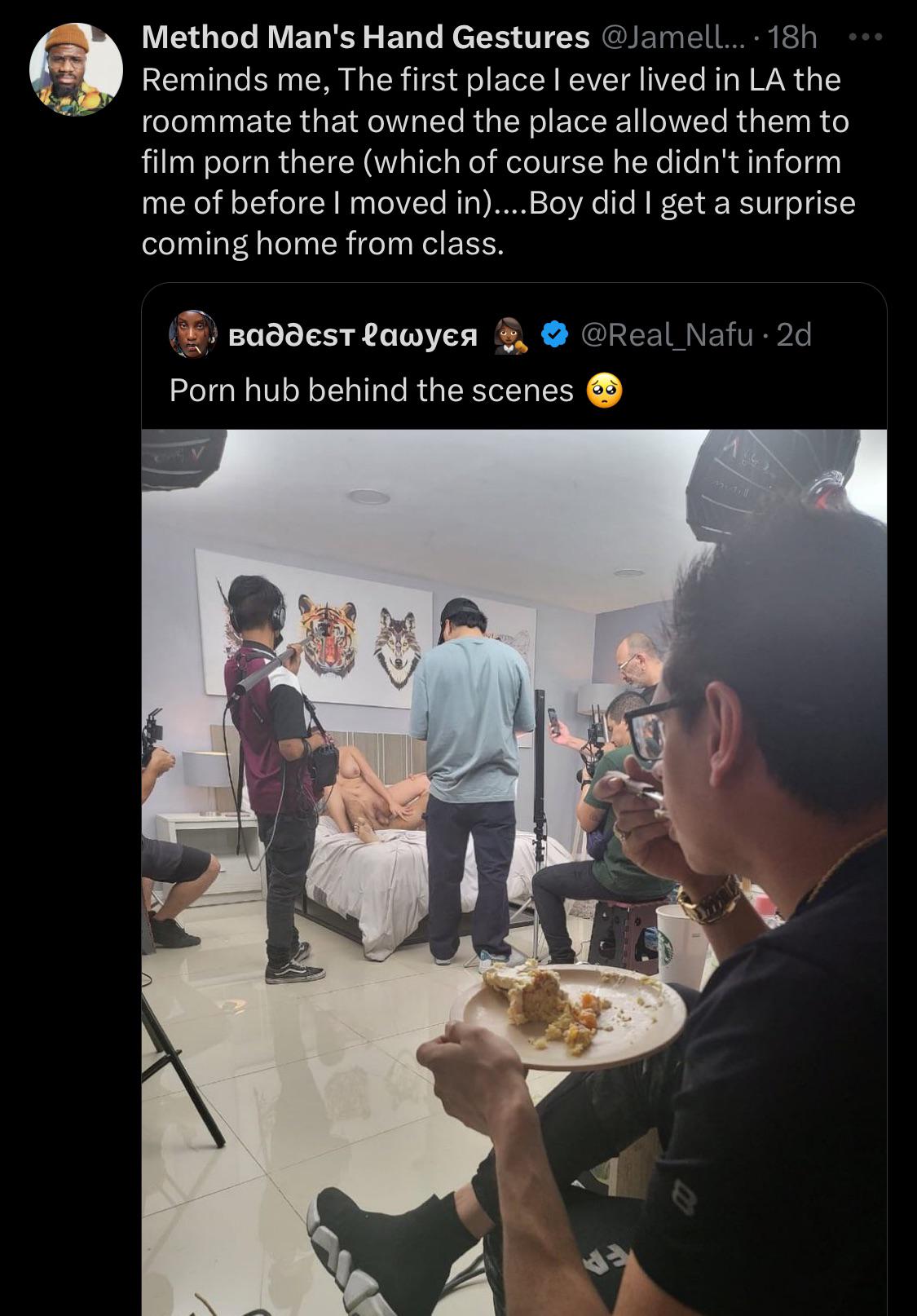 A slice of cake during a porn shoot is diabolical behavior :  rBlackPeopleTwitter
