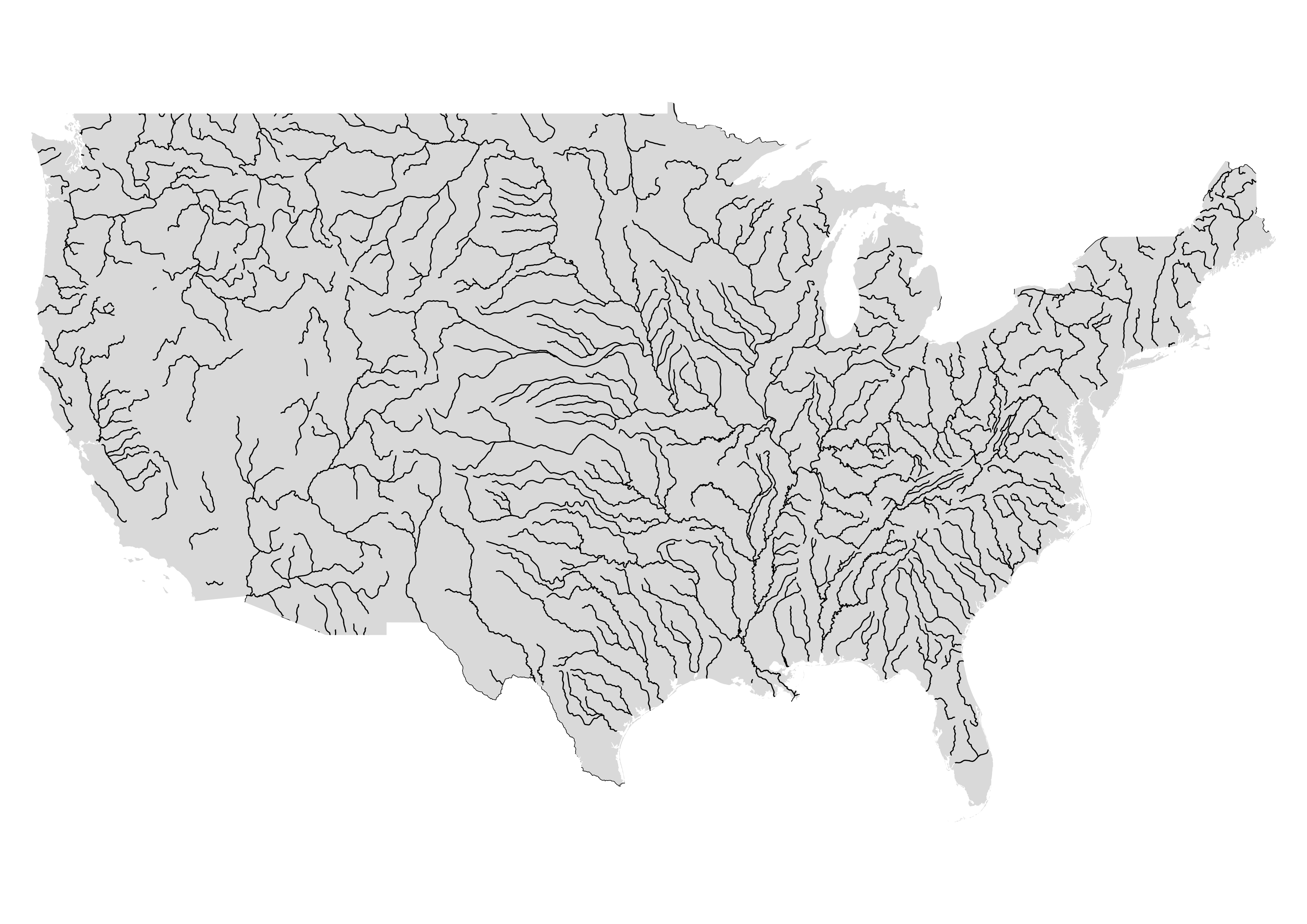 Blank United States Map With Major Rivers 