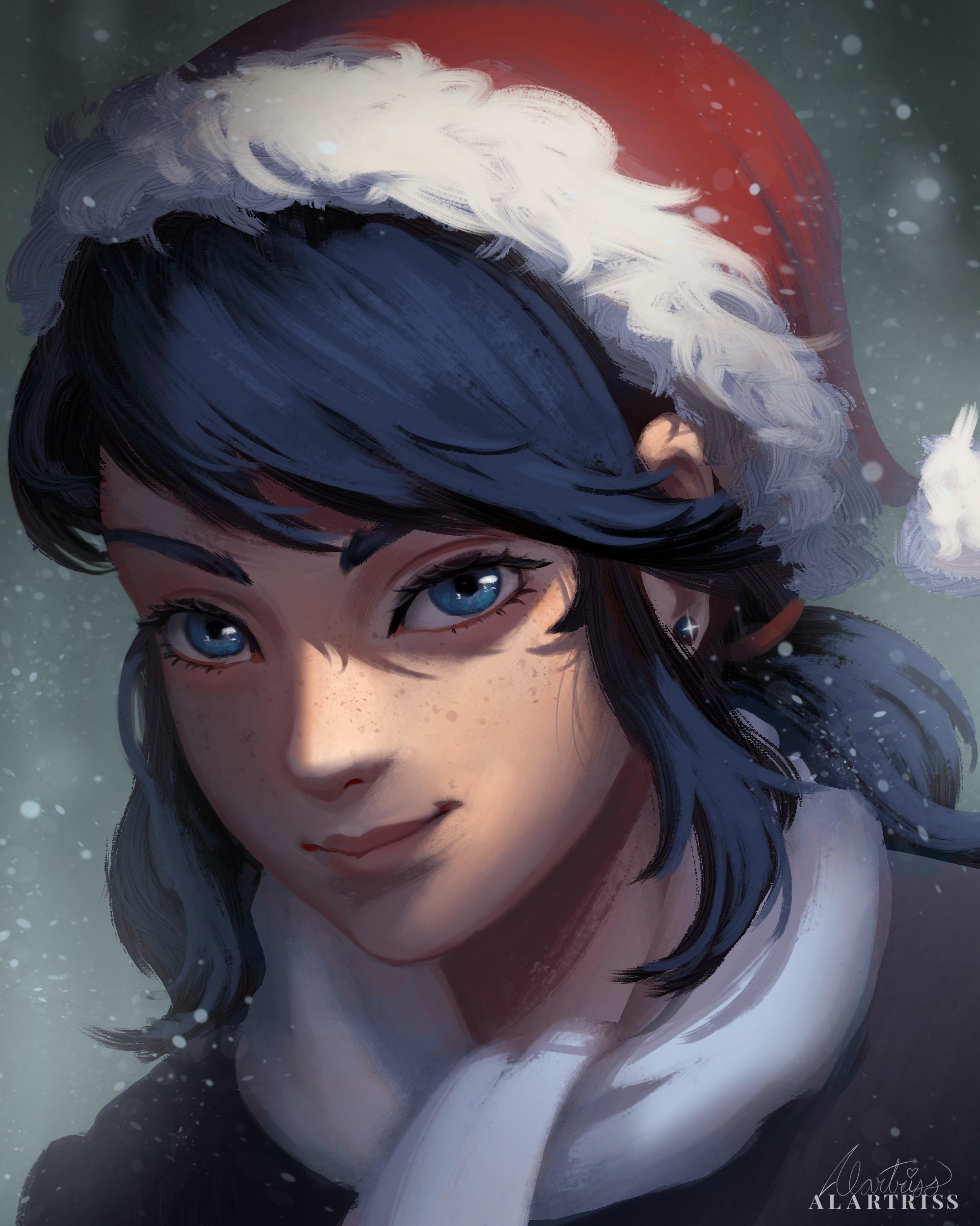 OC] Doodle from a couple days ago - Mari Christmas : rmiraculousladybug