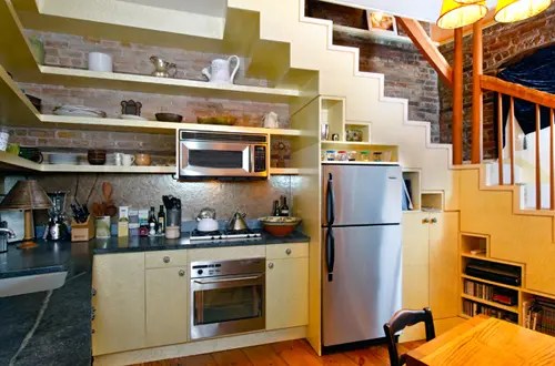 7 Cool Kitchens Placed Under The Stairs Shelterness