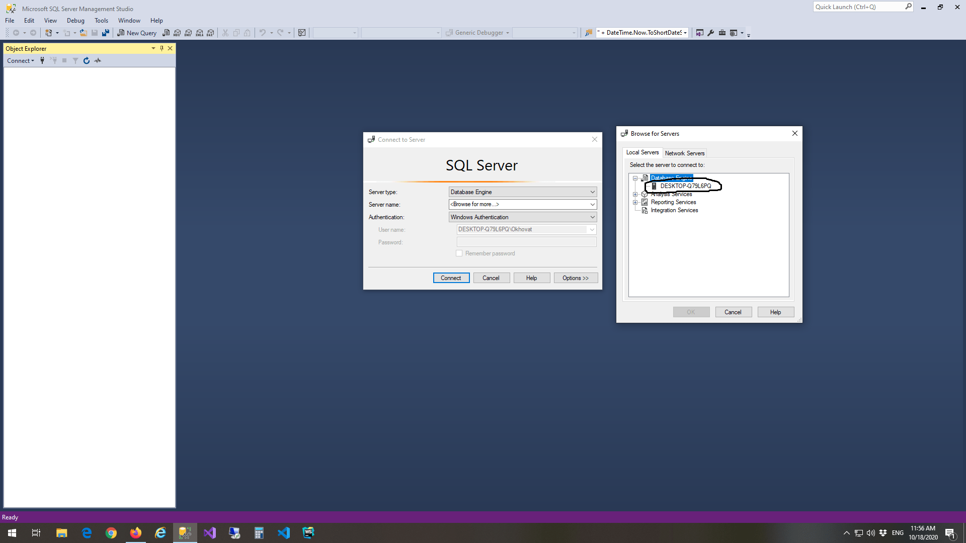 and select a login name for remote to sql server. find your instance name. 