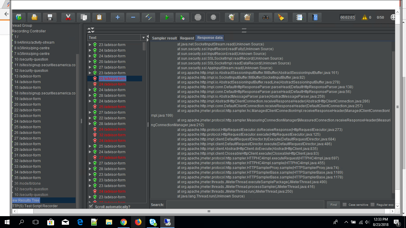 ...everything going fine after 40 users if i increased users to 45 or 50 an...