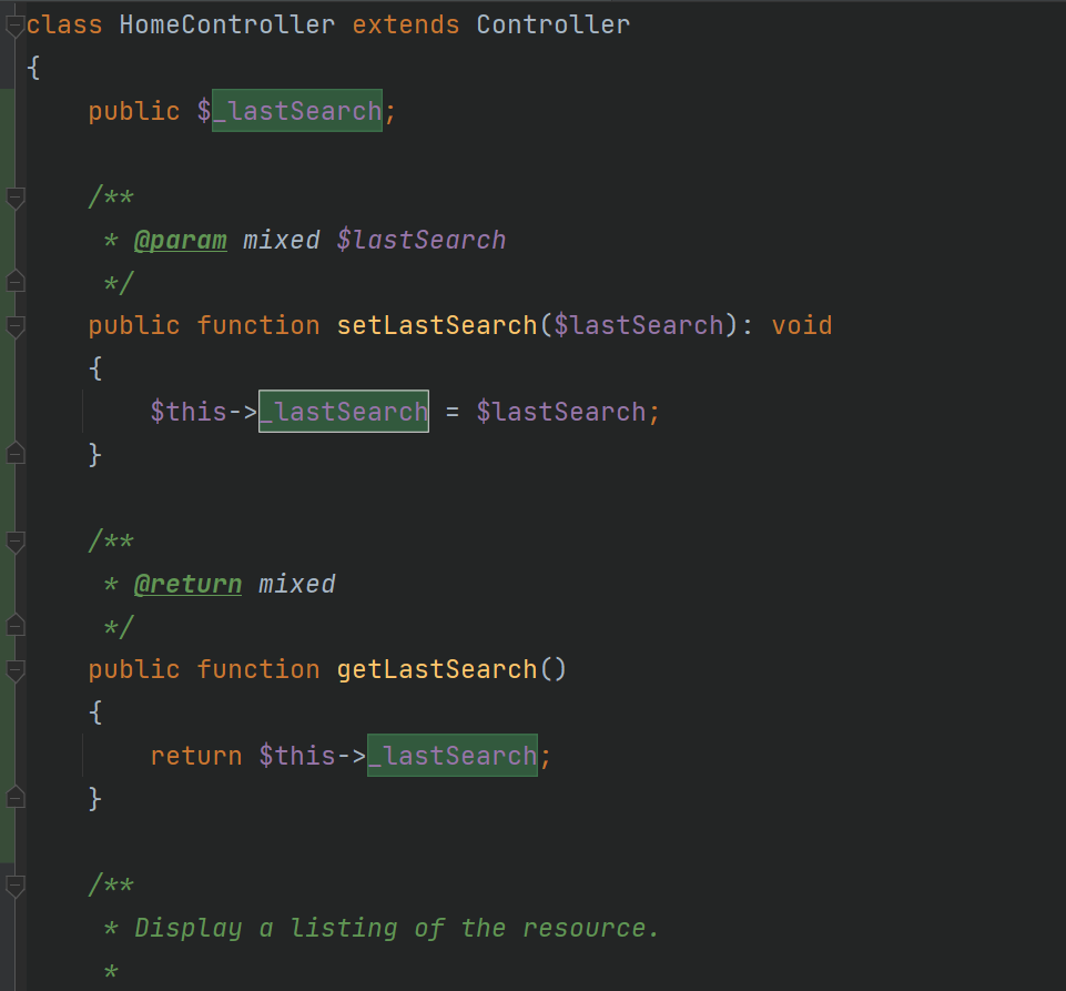 php - get function in laravel returns null after setting the public var -  Stack Overflow