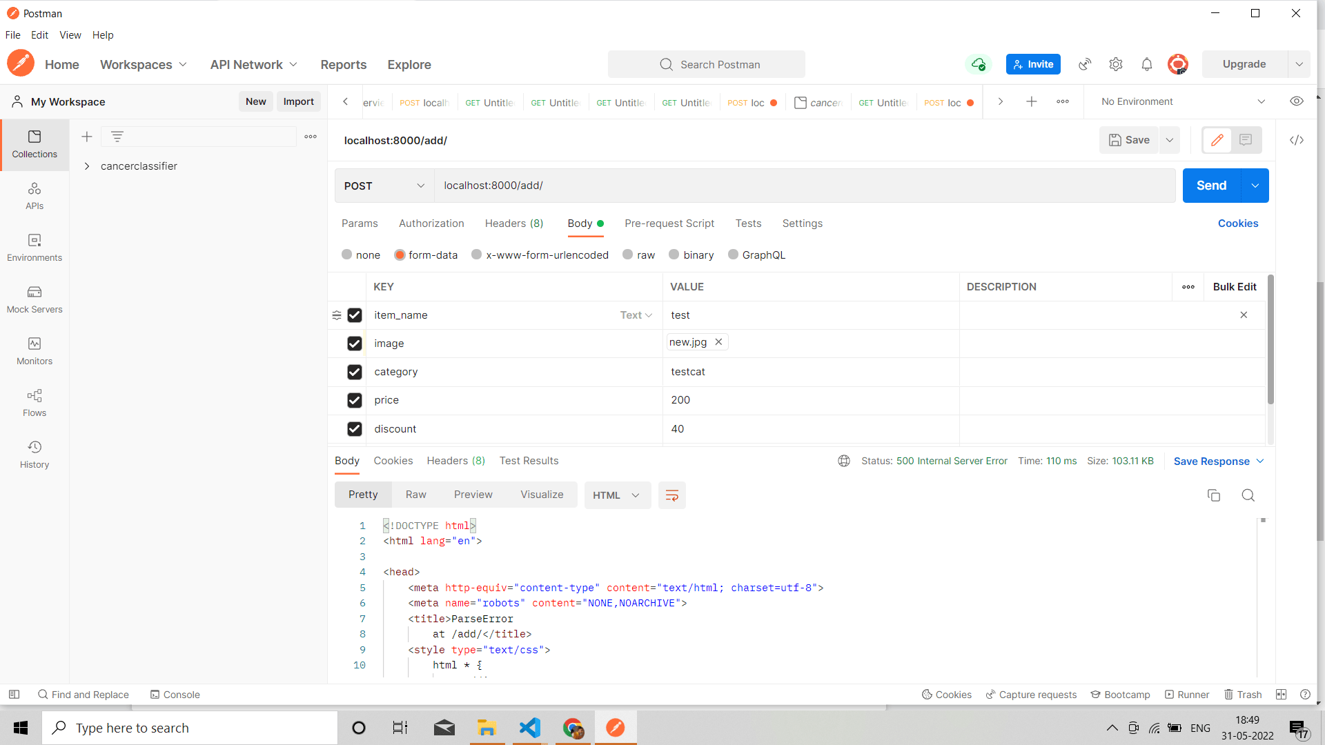 python - Getting rest_framework.exceptions.ParseError: JSON parse error - utf-8 codec cant decode byte 0xff in position 260: invalid start byte - Stack Overflow