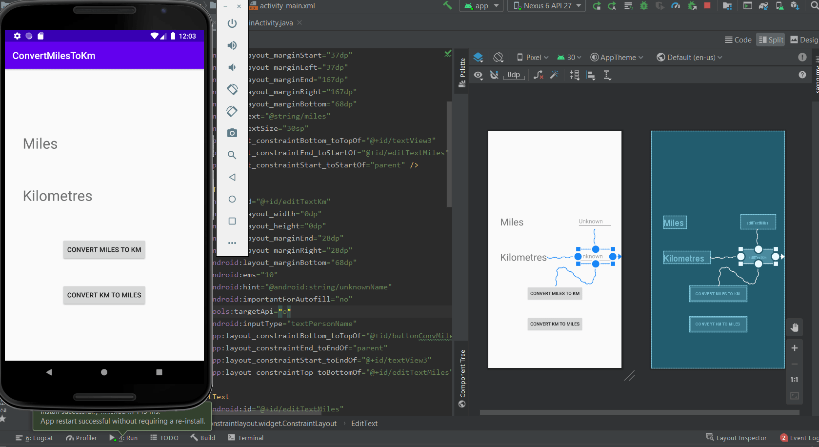 Why is editText section in my Android Studio program not showing up in my  AVD? - Stack Overflow