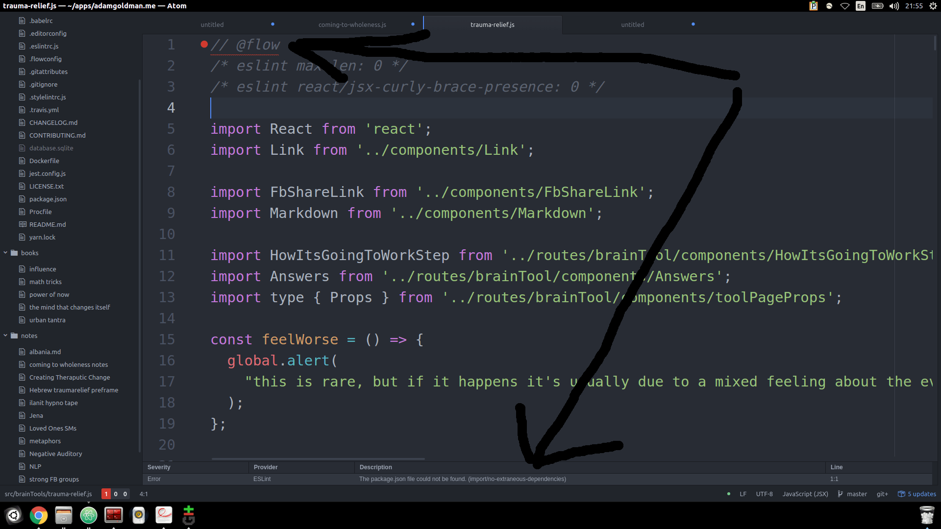 Atom React Starter Kit Lint Error Package Json Stack Overflow
