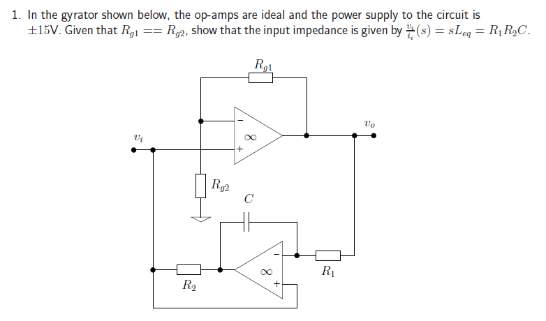Finding Input Impedance Of A Gyrator Electrical Finding Input Impedance Of A Gyrator Electrical