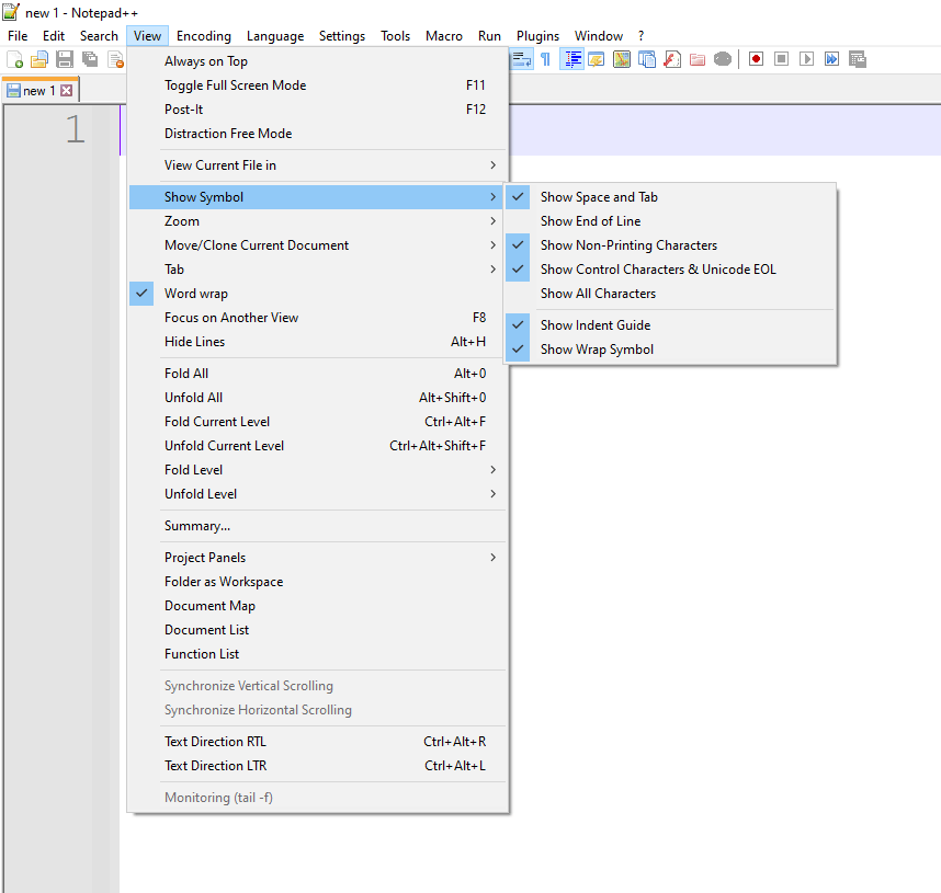options for disabling certain visible special characters